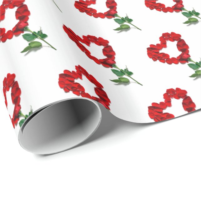 Valentine's Day Rose Petals Wrapping Paper (Roll Corner)