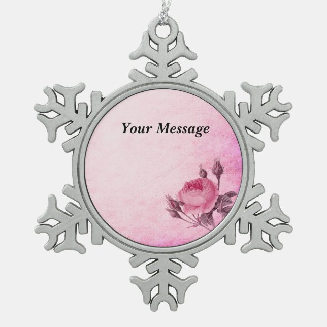 Valentine's day Rose Snowflake Framed Ornament (Front)