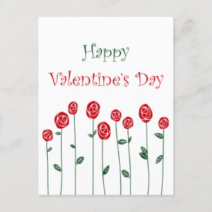 Valentine's Day Roses Ostrich Love Romance Flower Holiday Postcard