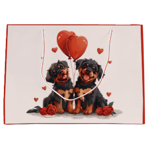 Valentines Day Rottweiler Dogs Large Gift Bag