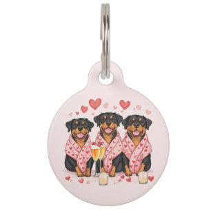 Valentines Day Rottweiler Dogs Pet Tag