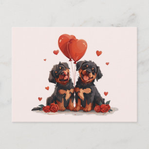 Valentines Day Rottweiler Dogs Postcard