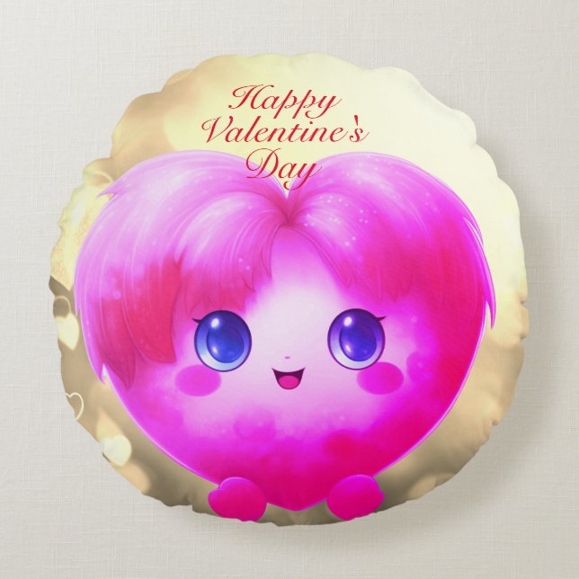 Valentine's Day Round Pillow (Front)