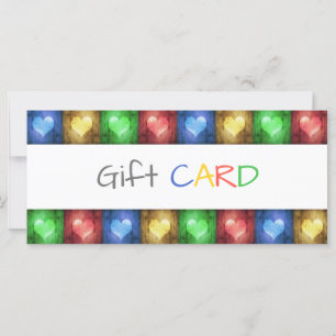 Valentine's Day Rustic Colourful Hearts Gift Card
