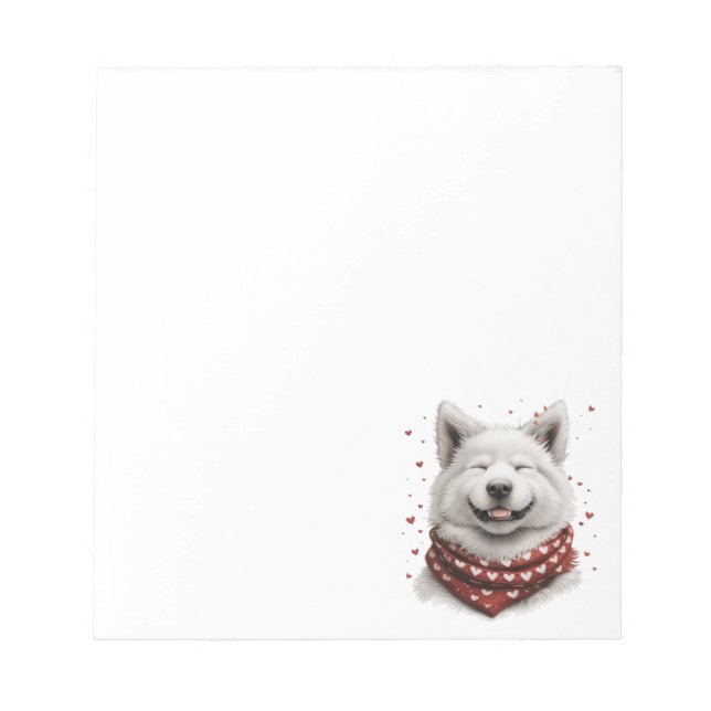 Valentines Day Samoyed Dog Notepad (Front)