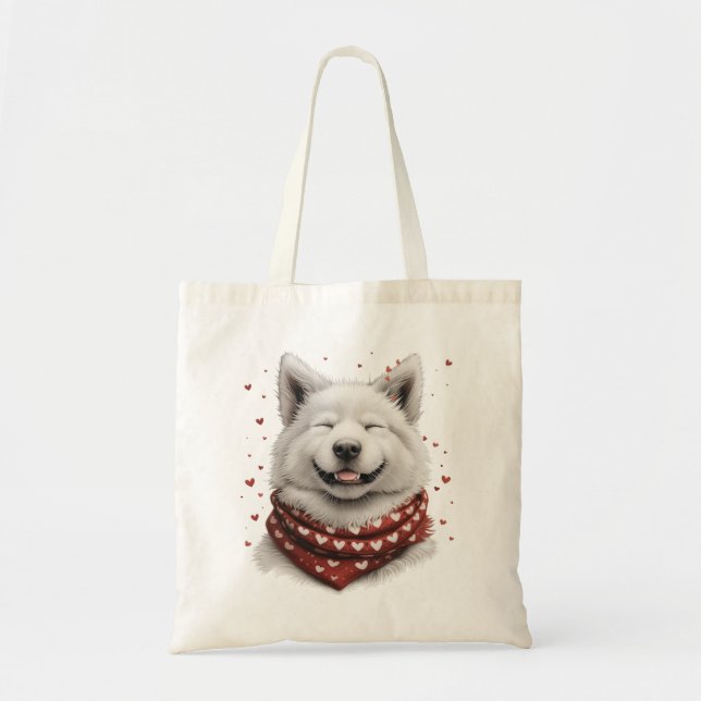Valentines Day Samoyed Dog Tote Bag (Front)