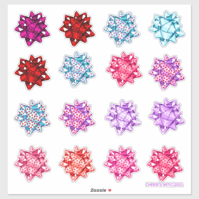 Valentine's Day Satin Hearts Bows (Sheet)