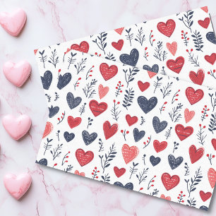 Valentine's Day Scandinavian Hearts  Tissue Paper