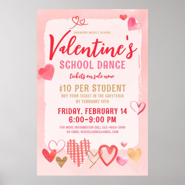 Valentine's Day School Dance Invitation Poster (Front)