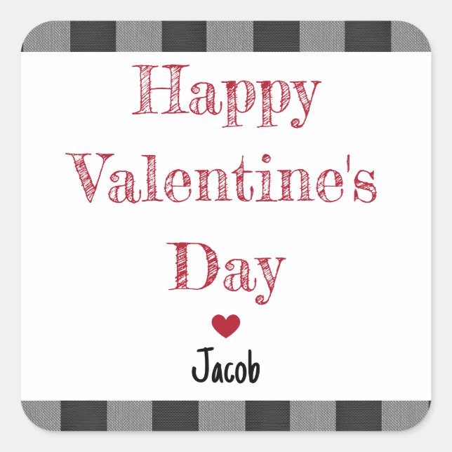 Valentine's Day School Treat Bag Favor Square Sticker (Front)