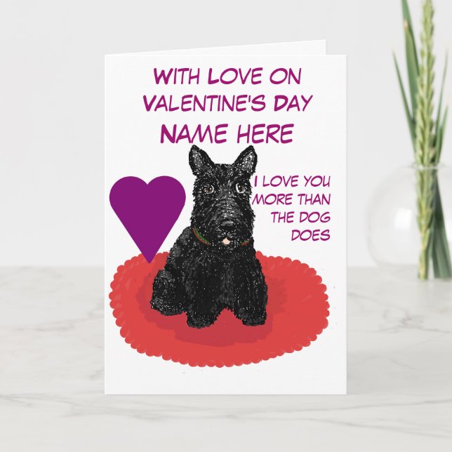 Valentine's Day Scottish Terrier Customizable Card (Front)