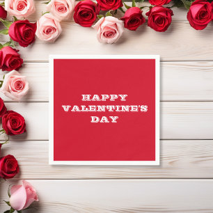  Valentine's Day Script Modern Cool Red Paper  Napkin