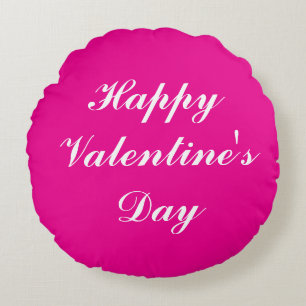 Valentine's Day Script Romantic Hot Pink Cute 2025 Round Pillow