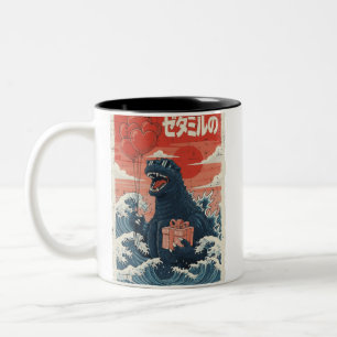 Valentines Day Sea Monster Japanese Wave Men Women Two-Tone Coffee Mug
