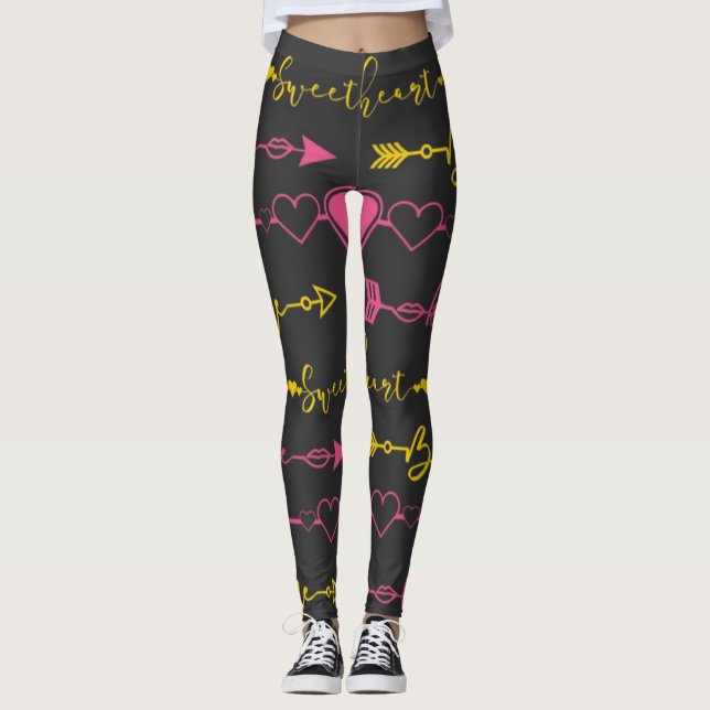 Valentine's Day Seamless Pattern Leggings (Front)