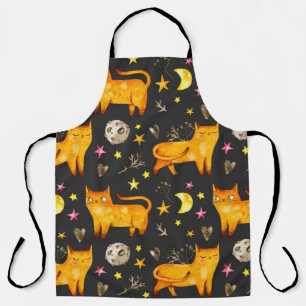Valentine's day seamless pattern with cats, stars apron