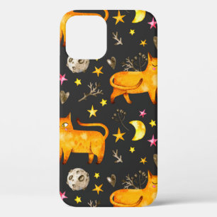 Valentine's day seamless pattern with cats, stars  iPhone 12 case