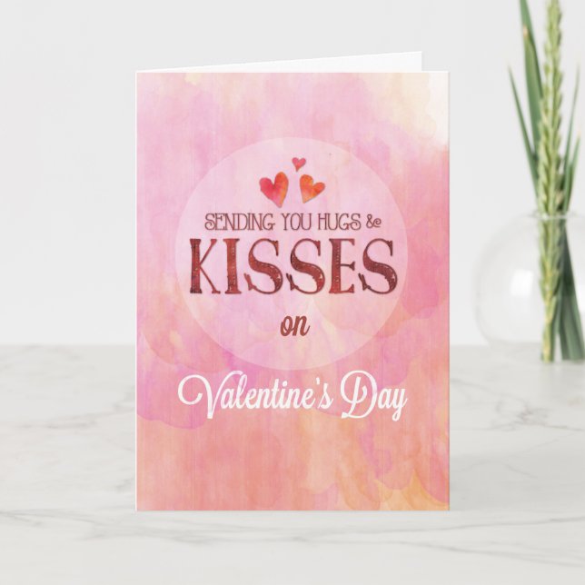 Valentine's Day Sending You Hugs & Kisses Holiday Card (Front)