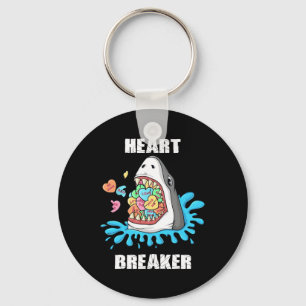 Valentines Day Shark Heart Breaker Fun Boys Kids Keychain