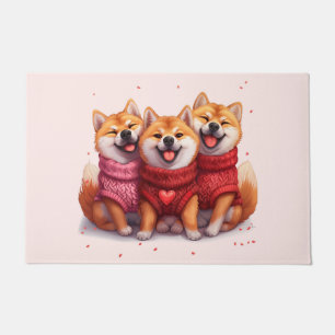 Valentines Day Shiba Inu Dogs Doormat