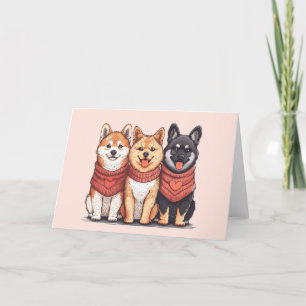 Valentines Day Shiba Inu Dogs Holiday Card