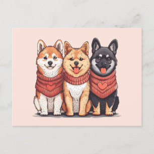 Valentines Day Shiba Inu Dogs Postcard