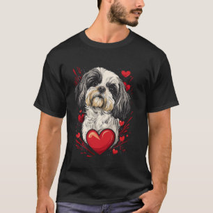 Valentine's Day Shih Tzu Dog Vector T-Shirt