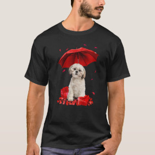 Valentines Day Shih Tzu Umbrella Heart Puppy Dog T-Shirt