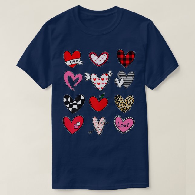 Valentines Day Shirt for Girls Leopard Buffalo Pla (Design Front)