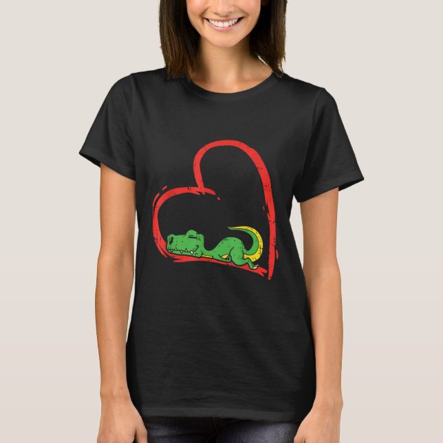 Valentines Day Shirt Funny Heart Trex Sleeng Dinos (Front)