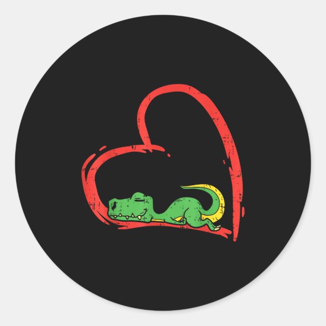 Valentines Day Shirt Funny Heart Trex Sleeng Dinos Classic Round Sticker (Front)