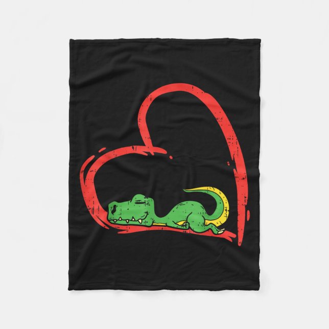 Valentines Day Shirt Funny Heart Trex Sleeng Dinos Fleece Blanket (Front)