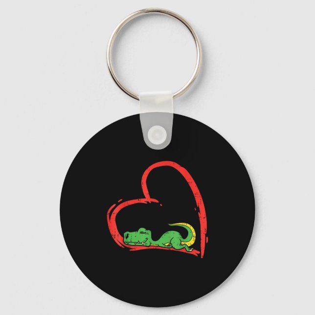 Valentines Day Shirt Funny Heart Trex Sleeng Dinos Keychain (Front)