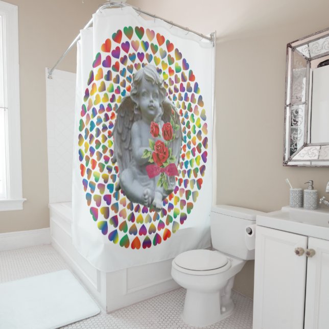 Valentine's Day Shower Curtain, Angel (In Situ)