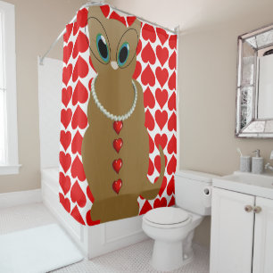 Valentine's Day Shower Curtain, Cat