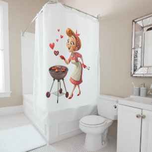 Valentine's Day Shower Curtain, Cooking LoveHearts