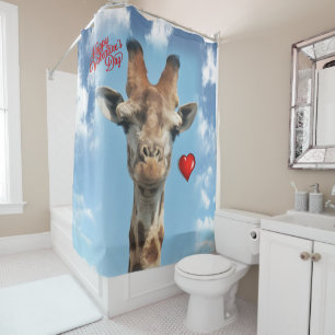 Valentine's Day Shower Curtain Giraffe