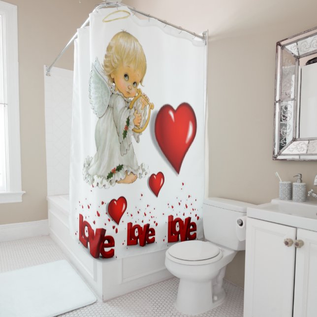 Valentine's Day Shower Curtain, Love, Angel (In Situ)