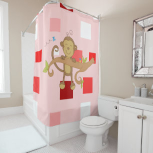 Valentine's Day Shower Curtain, Monkey