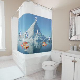 Valentine's Day Shower Curtain, Penguin