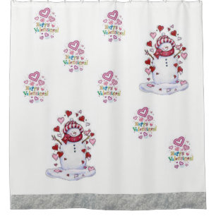 Valentine's Day Shower curtain Snowman