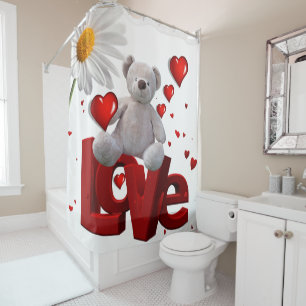 Valentine's Day Shower Curtain, Teddy Bear
