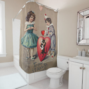 Valentine's Day Shower Curtain, Vintage