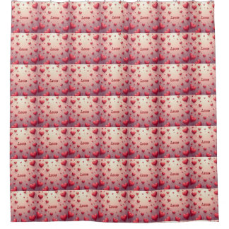 Valentine's Day shower curtain with red hearts