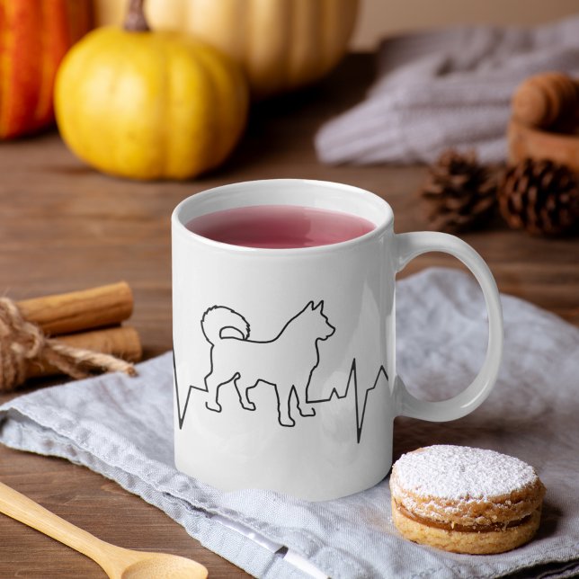 Valentine's Day Siberian husky Heartbeat Dog Lover Coffee Mug (Creator Uploaded)