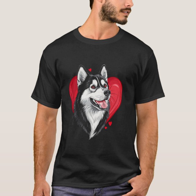Valentine's Day Siberian Husky Vector T-Shirt (Front)