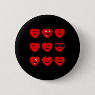 Valentines Day Silly Faces Hearts Fun Boys Girls K 2 Inch Round Button