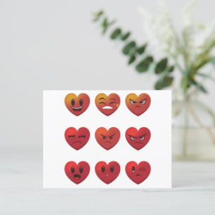 Valentines Day Silly Faces Hearts Funny Postcard