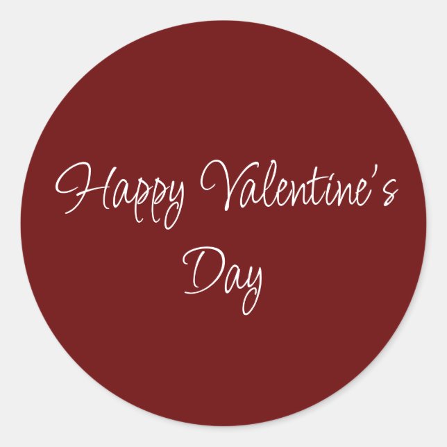 Valentine's Day Simple Elegant Script Red Classic Round Sticker (Front)