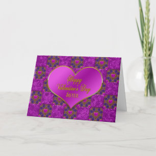 Valentine's Day - Sister - Hearts/Purple/Pink Holiday Card